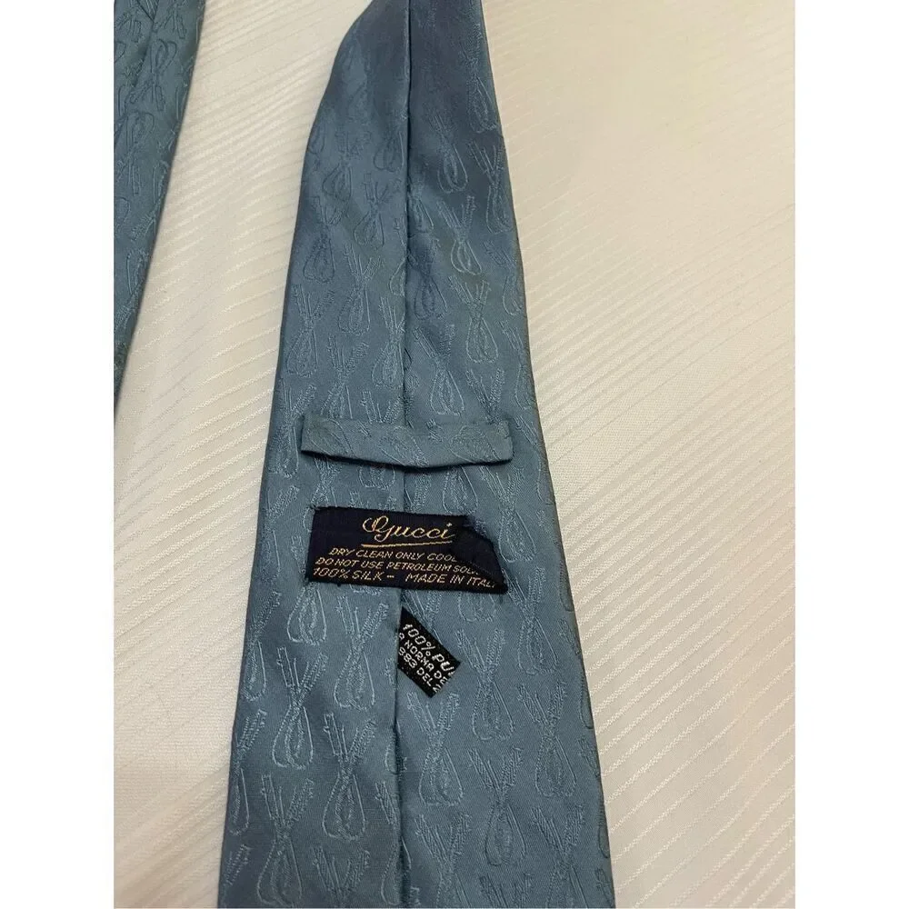 Gucci Vintage Blue Silk Necktie Tie